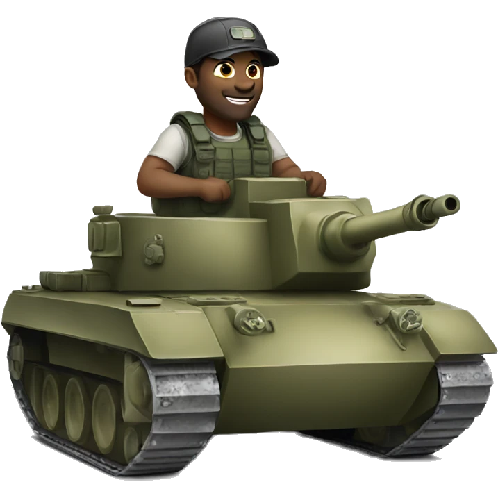 Man driving a tank emoji