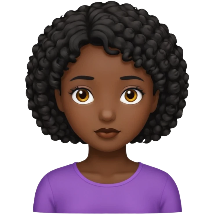 Menina com cabelo cacheado curto emoji
