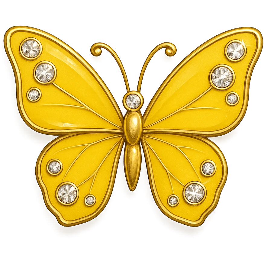 single yellow butterfly, yellow enamel, sparkling gems emoji