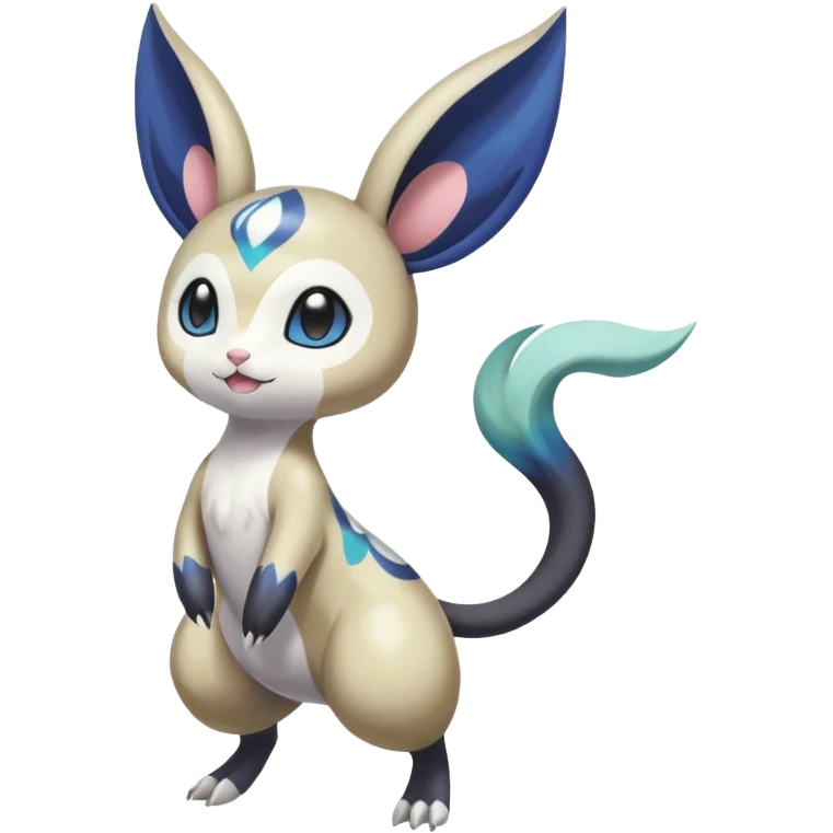 Colorful Skilled Adept Graceful Asian Painted Meloetta-Minccino-Absol-Emolga-Pachirisu-fusion-hybrid-creature (full body) emoji
