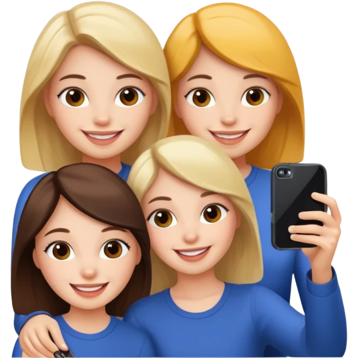 Three girls taking selfie emoji