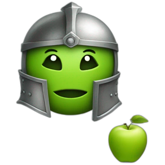 green apple in a knight helmet emoji