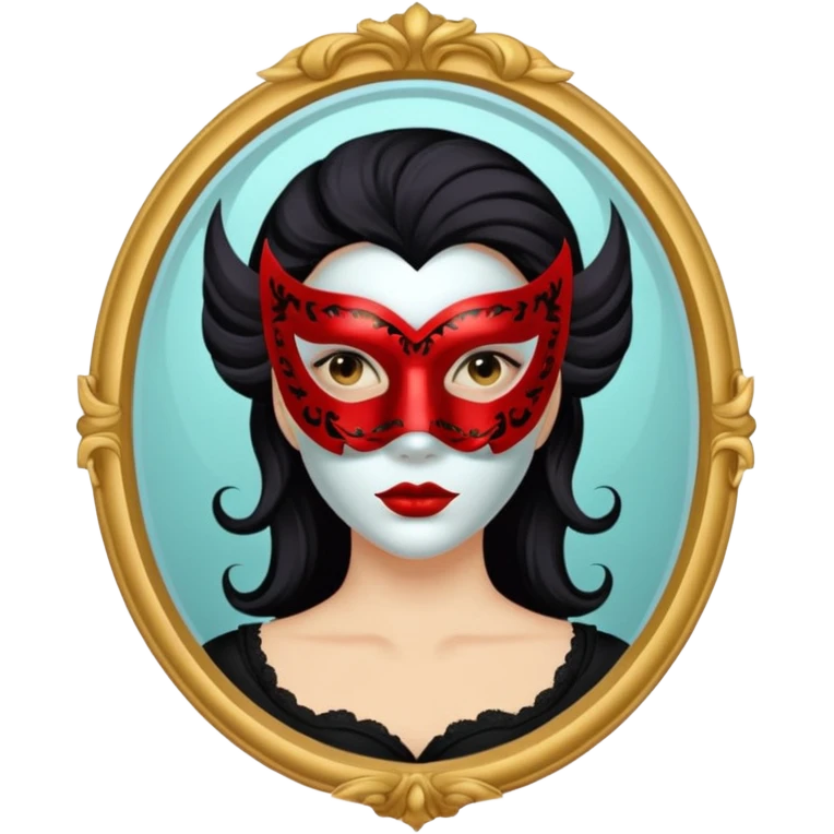 Killer on mask on fancy mirror behind woman emoji