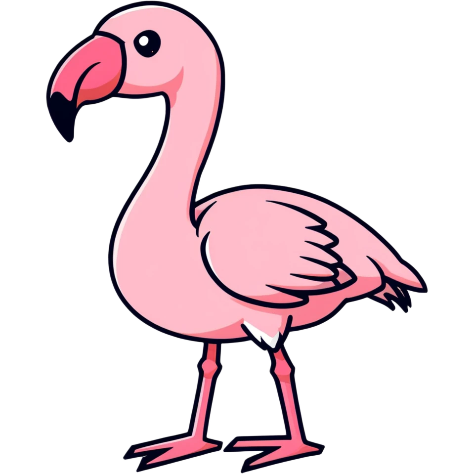 flamingo showing middle finger, cartoonish sticker emoji