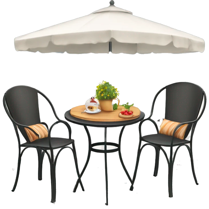 Terrasse Parisienne typique avec deux chaises et une table emoji