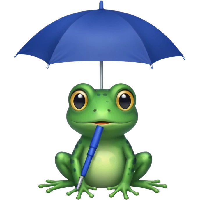 Frog hold small dark blue umbrella emoji