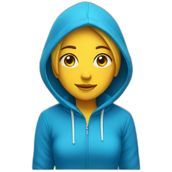 Girl in blue and yellow hoodie emoji
