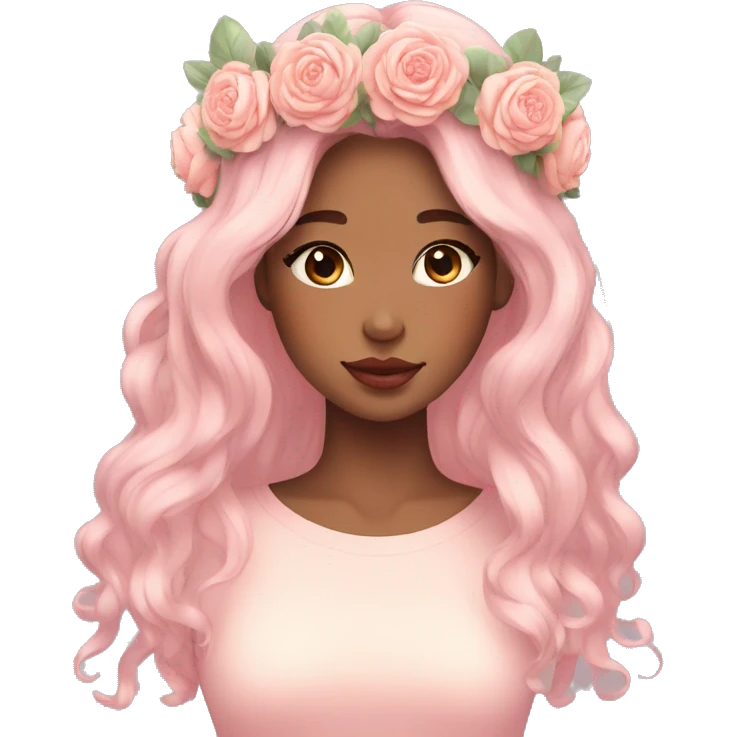 Gorgeous Pastel Lady with blushing face with a flower crown aesthetic trending style emoji