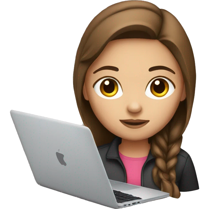 Girl brown hair working on MacBook  emoji