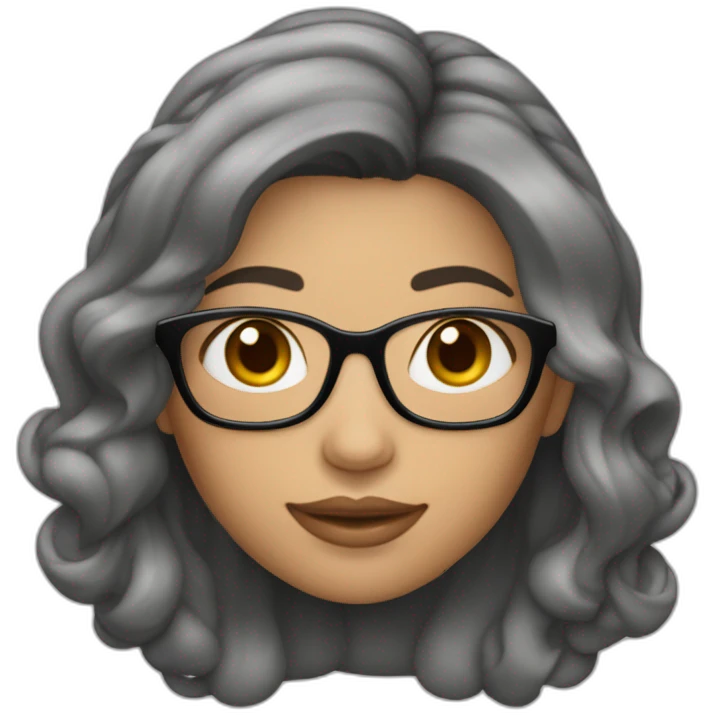 Mulher morena, cabelo medio liso, com óculos de grau emoji