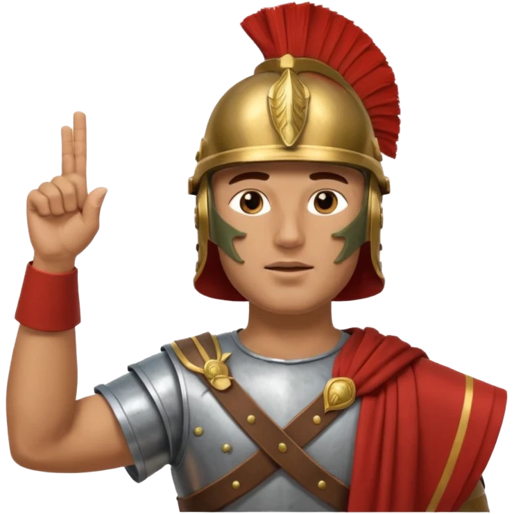 an ancient roman republic soldier doing a salute where he points all his fingers to the sky straight with his right hand like a WW2 german salute emoji