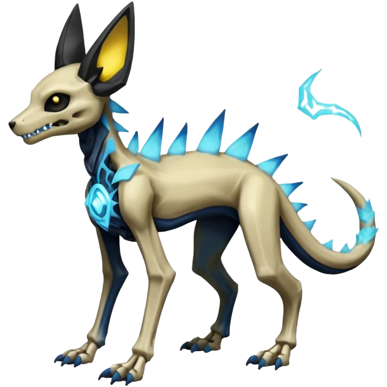 Elemental Skeletal-Manectric-Electrike-Lucio-Cubone-Umbreon-Marowak-Draco-Fakémon-hybrid-creature (full body), 4 legs emoji