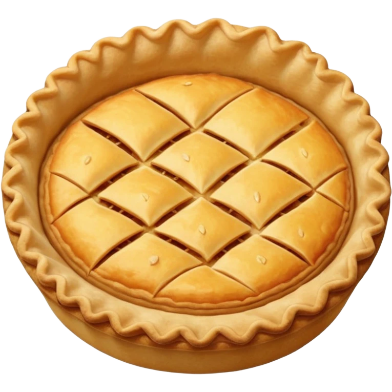 round baked pie, golden crust with subtle top pattern emoji