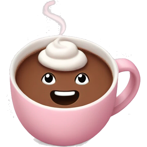 Hot chocolate in a pastel pink mug  emoji