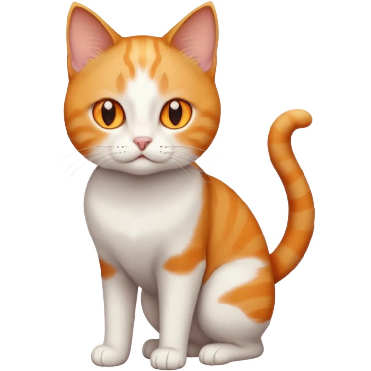 full body tiny short hair ginger and white cat with orange eyes  emoji