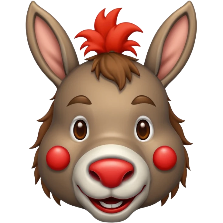 A donkey whis a red clown nose emoji