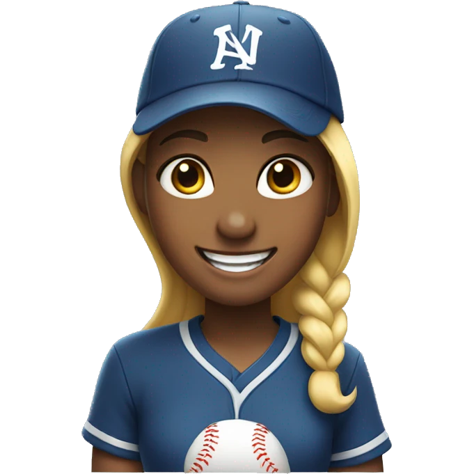 girl with baseball cap grin emoji