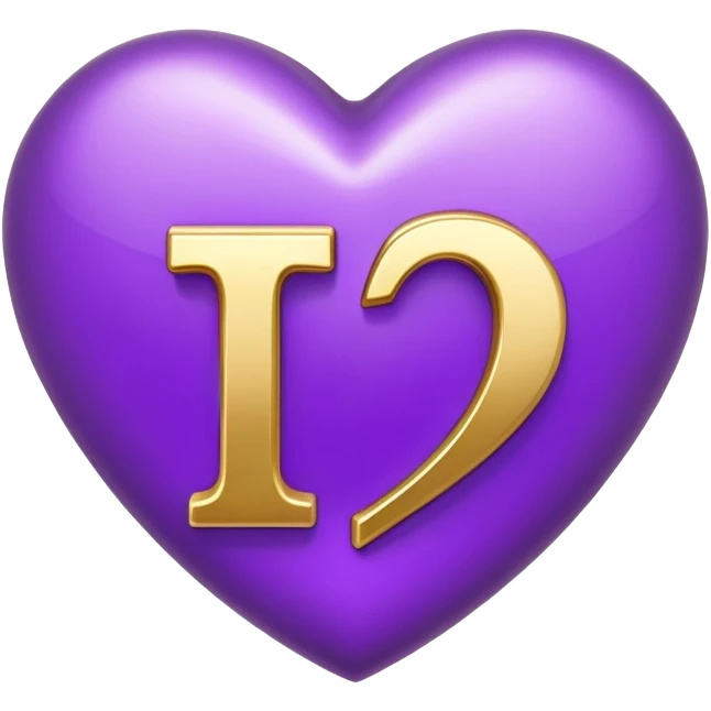 The golden Letter “t” inside a Purple Heart emoji