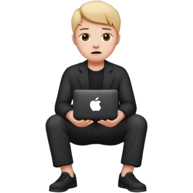 a home which has garden like and the home has slack emoji, where on the house steps, a blob holding black mac should sit and should look like wiork emoji