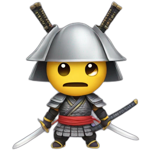 An emoticon of a Gibi samurai with 2 swords on his back emoji