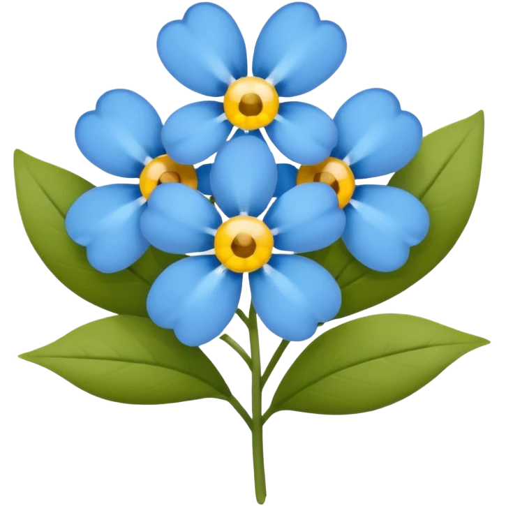Незабудка квітка синього гольору 5 пелюстків та жовта серединка  emoji