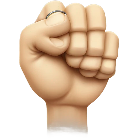 Smile face with two fists and the ring finger up on both fist emoji