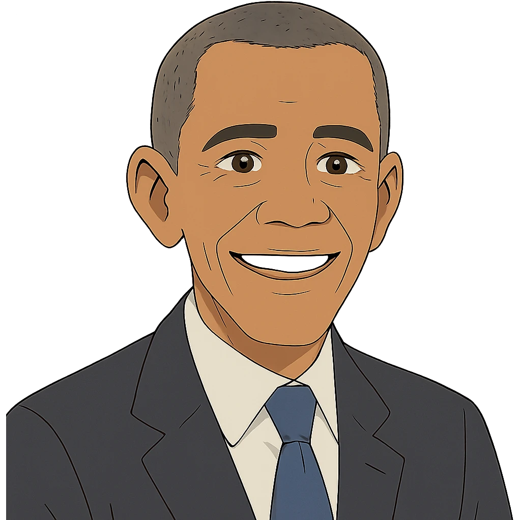 friendly expression portrait of Barack Obama in Ghibli animation style emoji