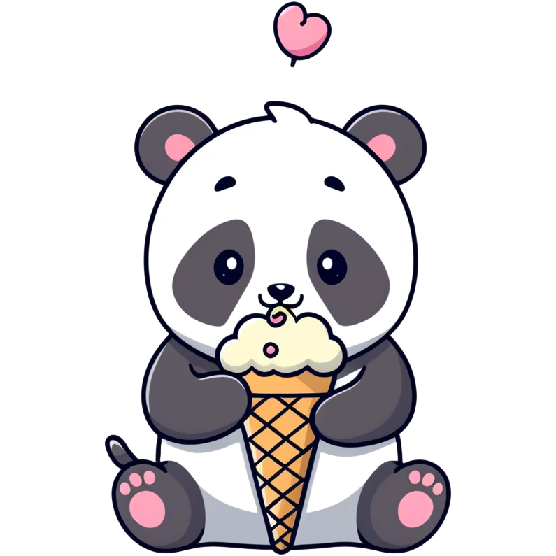 Panda eating ice cream emoji