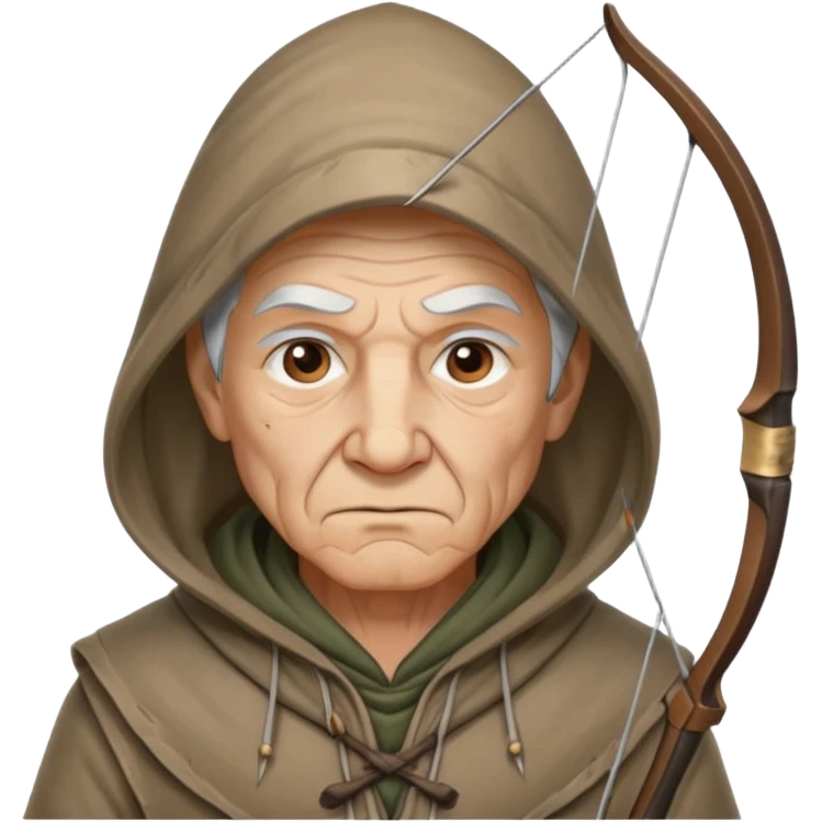 Archer âgé capuche position tir emoji