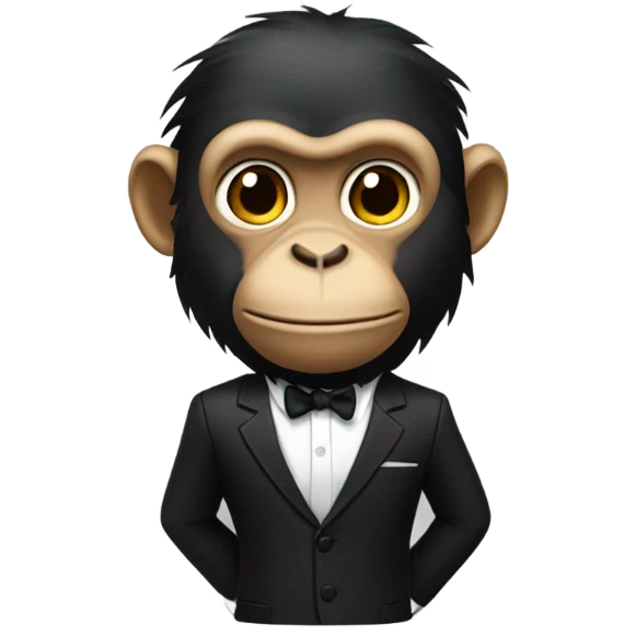 Monkey in men in black suit emoji