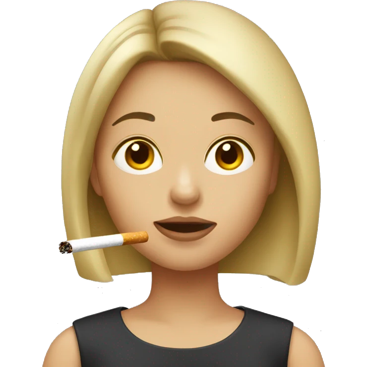girl with dark blonde hair smoking a cigarette emoji