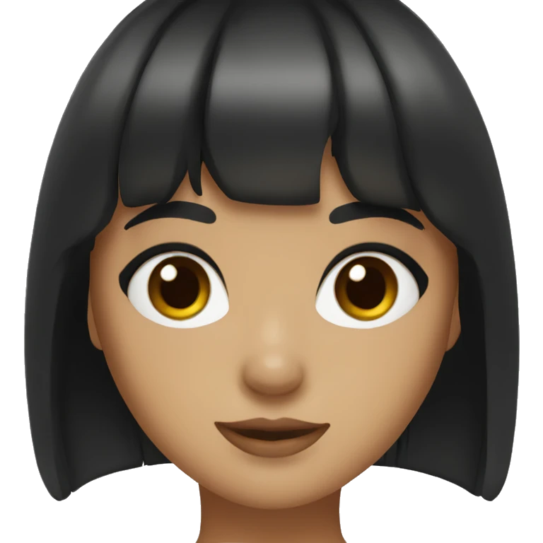 a black-haired girl with bangs and hazel eyes emoji