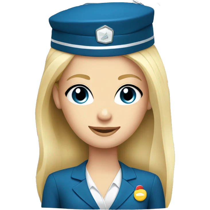 long blonde hair blue eyed girl flight attendant rolling suitcase emoji