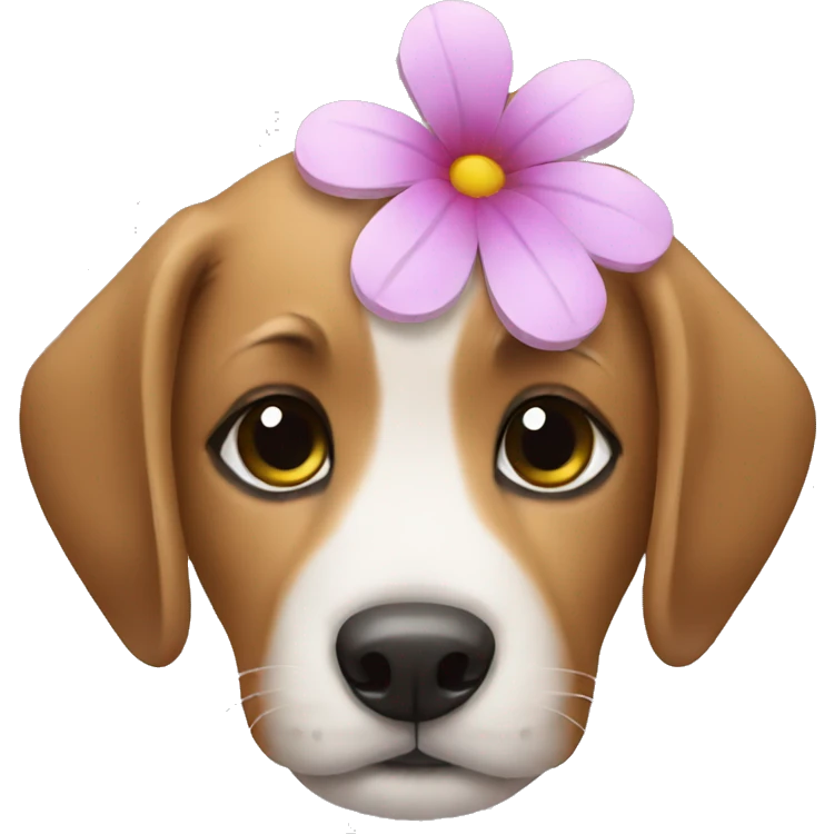 puppy with the flower emoji