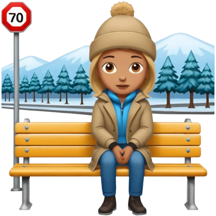 person sitting on a bench at a bus stop emoji