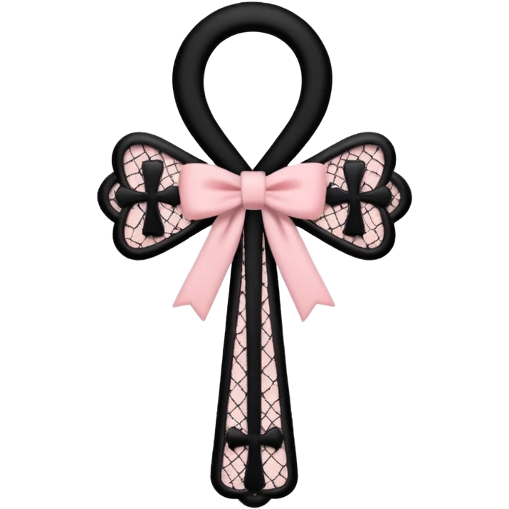 pastle pink ankh with black lace and bows emoji