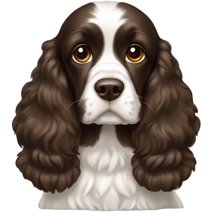Dark brown cocker spaniel with white belly emoji