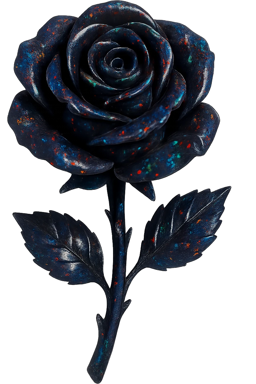 black Opal crystal rose flower, remove background emoji