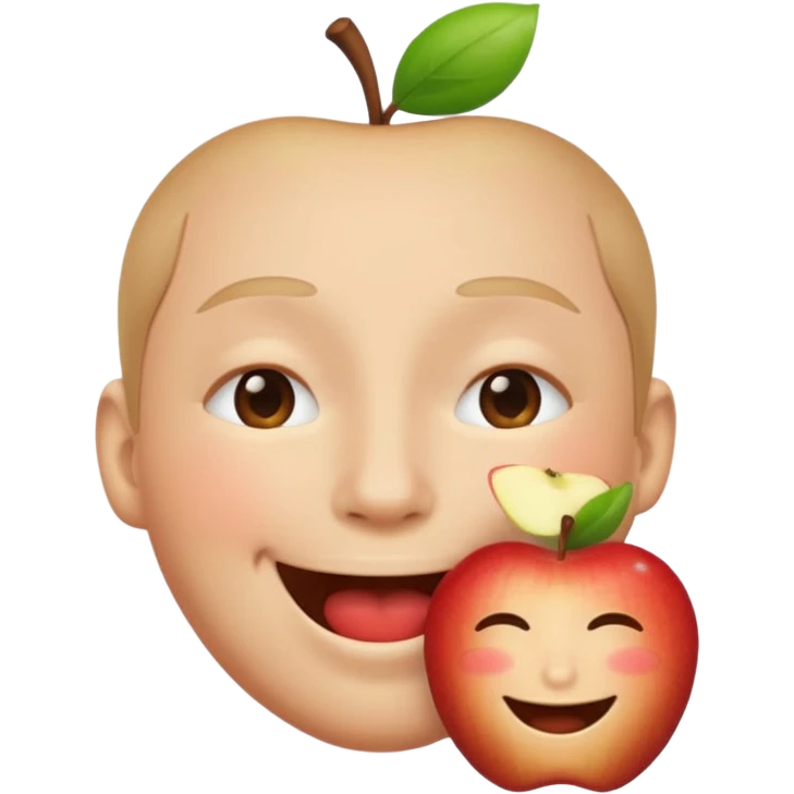 Make me an apple emoji of a person smiling with eyes closed and an open mouth with no teeth emoji