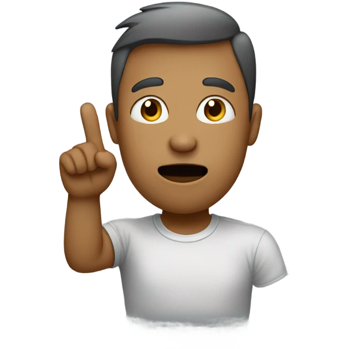In the image, a person is wearing a light gray t-shirt and holding their hand near their mouth. emoji