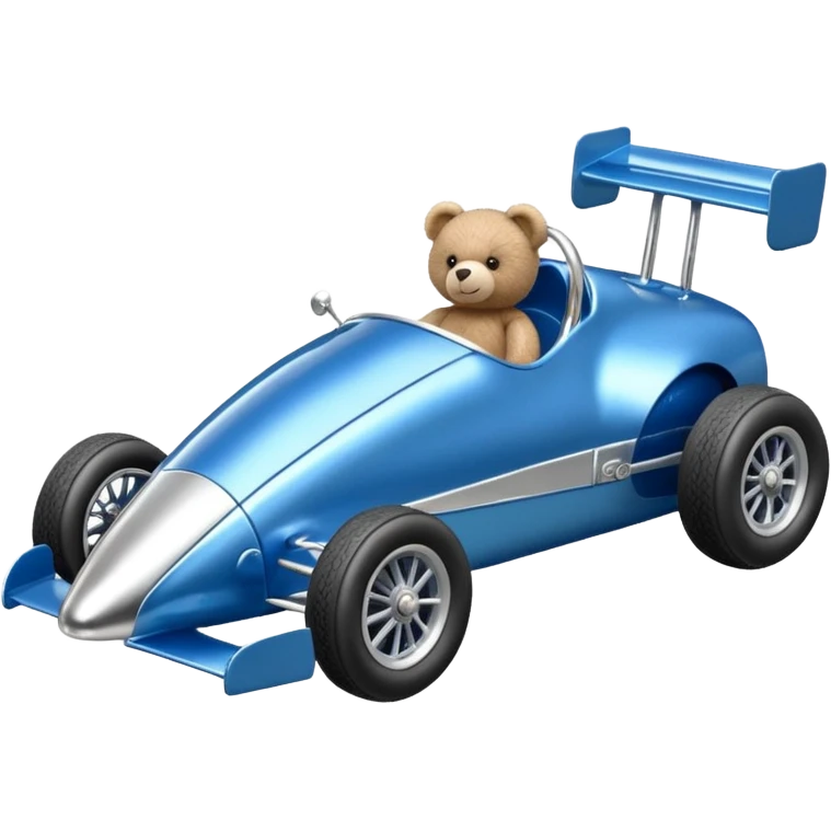  Metallic blue and lightly chrome Antique-looking shopping cart sized race car for teddy bear with custom aero body and rear wing  emoji