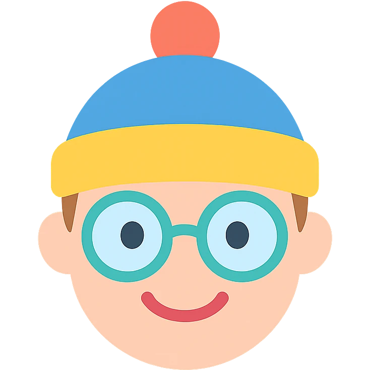 a face wearing a colorful hat and glasses, modern and vibrant colors, icon style emoji