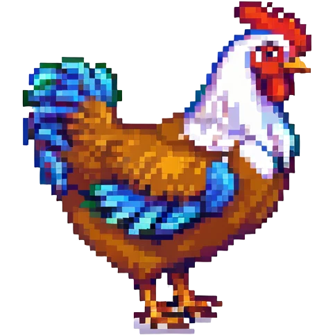 clever chicken, pixel art style emoji