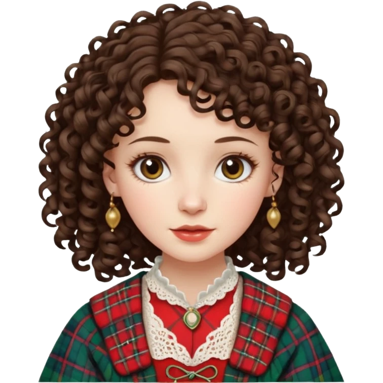 brunette curly woman wearing scottish traditional clothes emoji