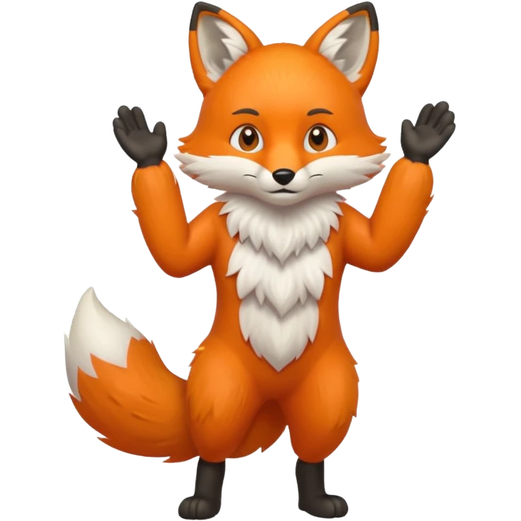A full boddy orange fox that haves a hand slap  emoji