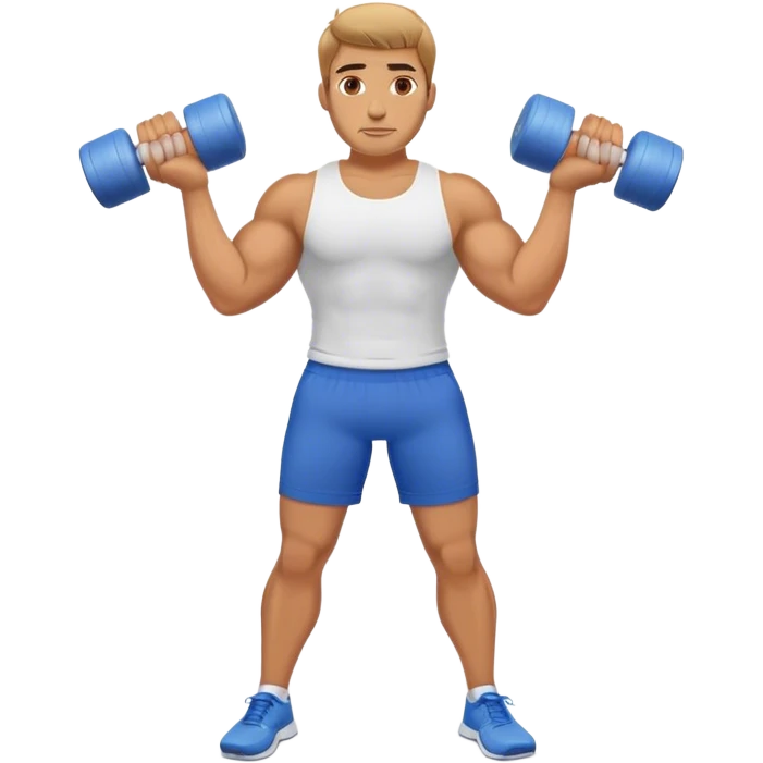 buff guy blue shorts using foam-roller emoji