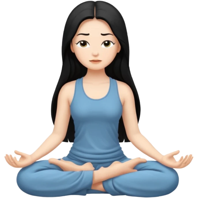 명상하는 검은긴생머리 여자 피부는 하얗고 emoji