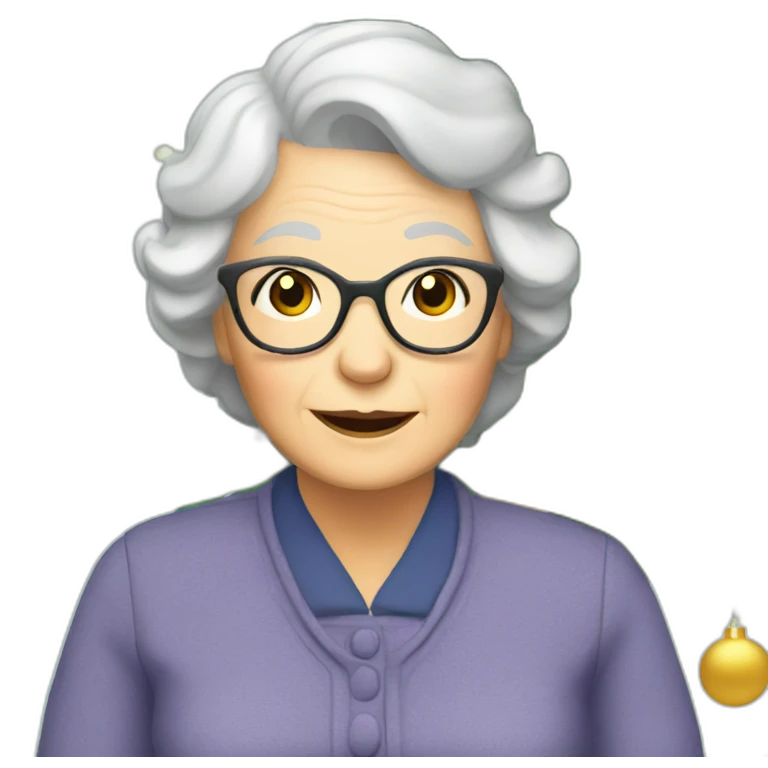 Merry Christmas Granny sitting around Christmas Tree emoji