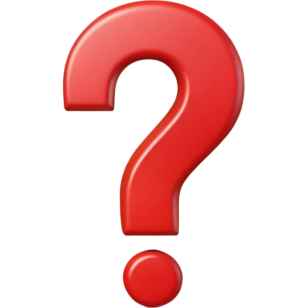Generate a high-quality 3D cartoon-style emoji of a red question mark, smooth gradient colors, rounded and cute appearance, simple white background, high-resolution.
 emoji