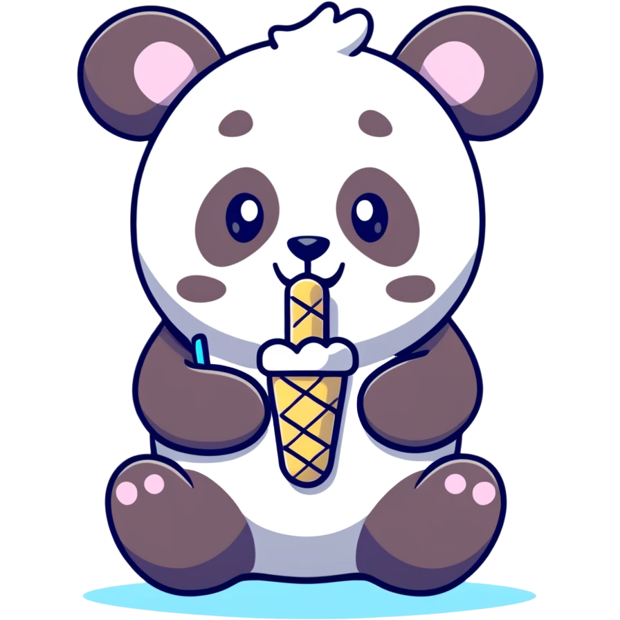 Panda eating ice cream emoji